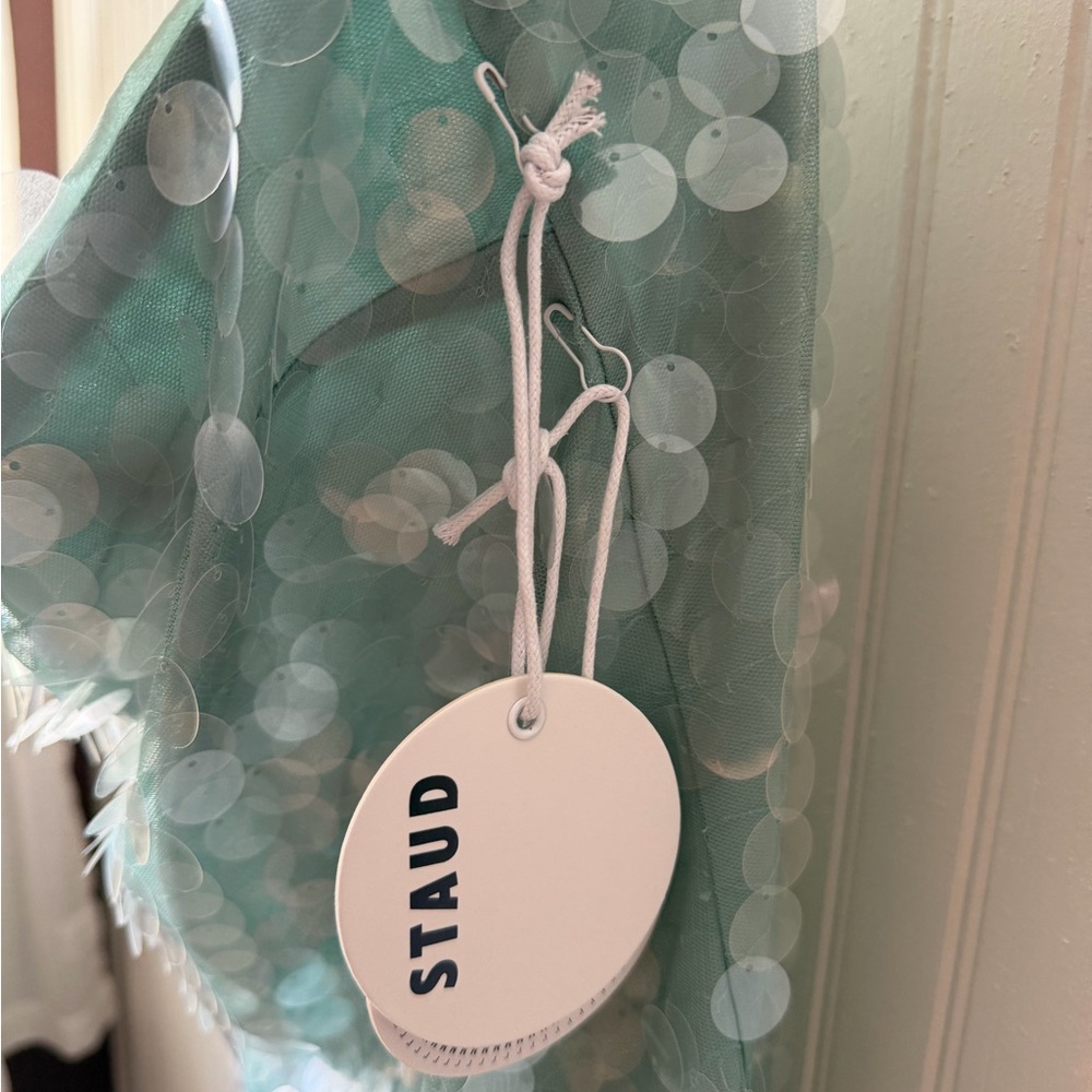 STAUD Mint Sequin Strapless Midi Dress - Picture 7 of 8